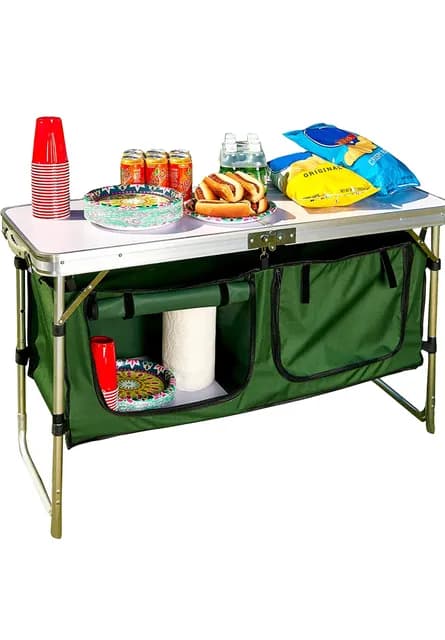 Portable Outdoor Camping Kitchen Table with Storage