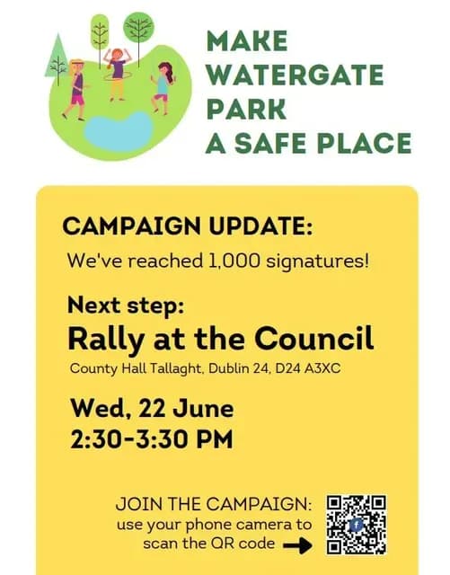 📣 MAKE WATERGATE PARK A SAFE PLACE UPDATE 📣