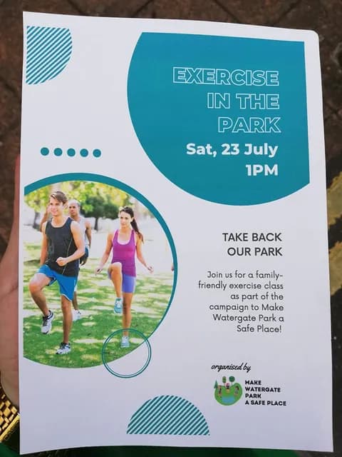 Sat, 23rd July at 1PM. Watergate Park